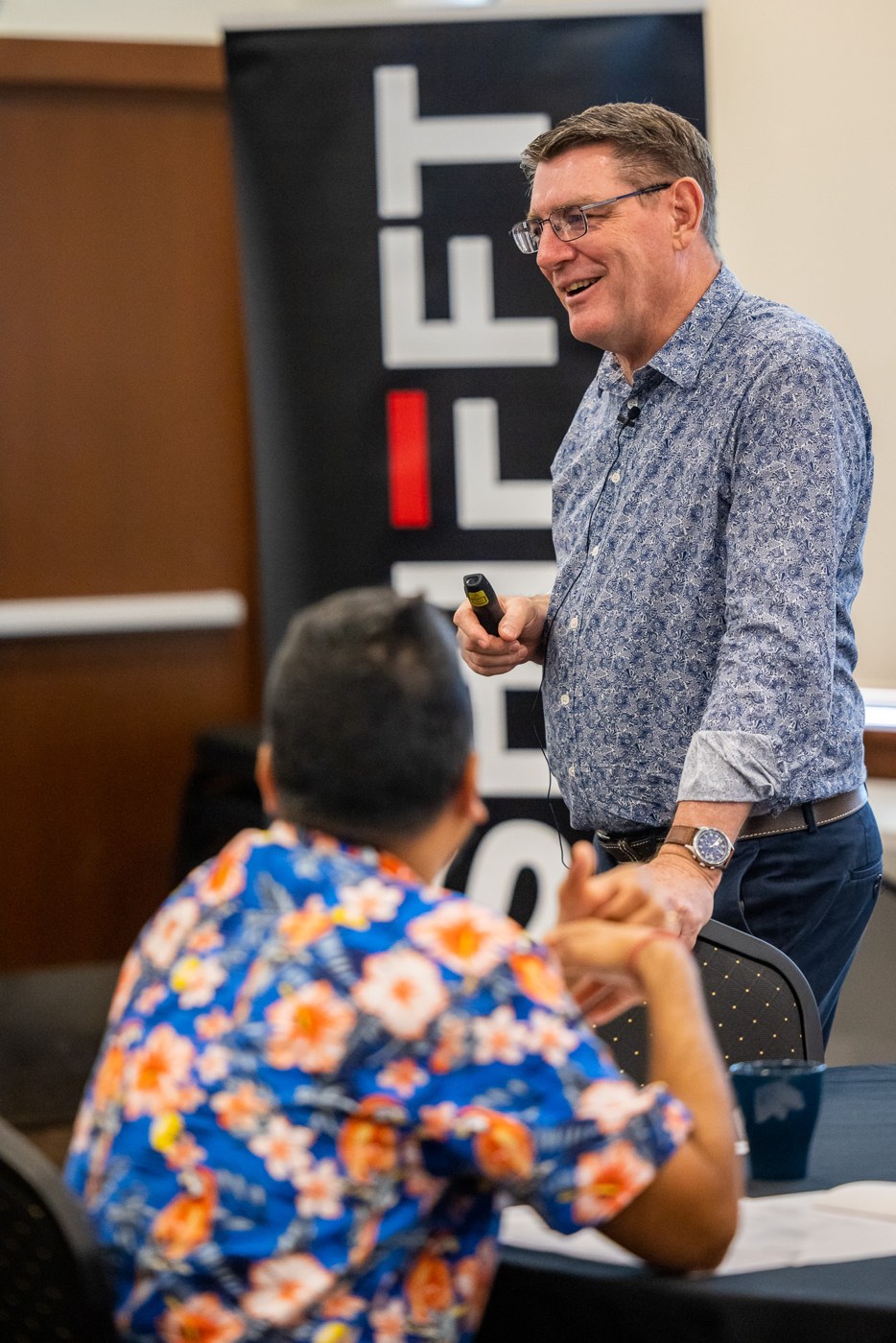 Russell Cummings listening to a workshop participant